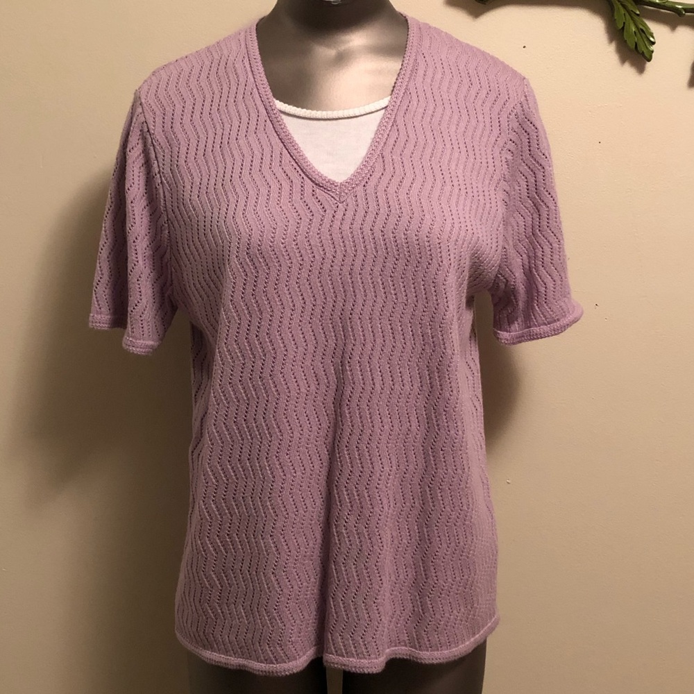Alfred Dunner Light Purple Knit Tee W Half Cami
